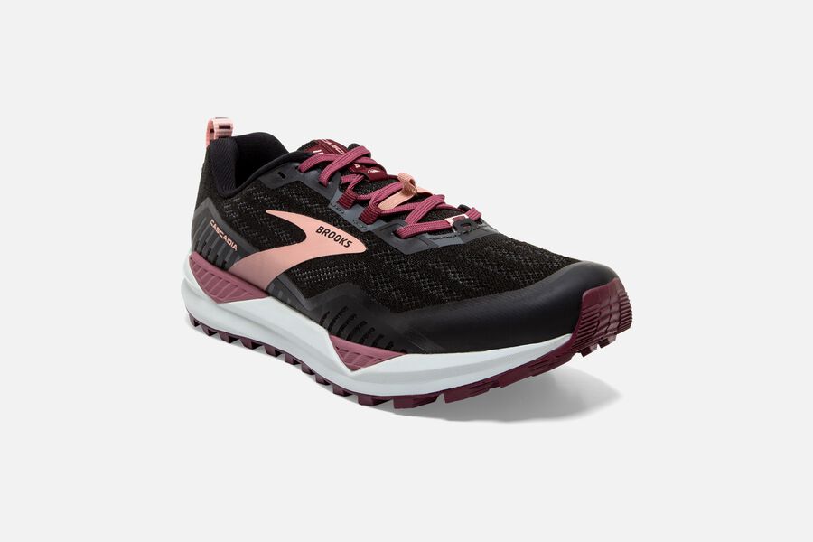 Brooks Cascadia 15 Trail Running Shoes Womens Black/Pink 729103-NIE